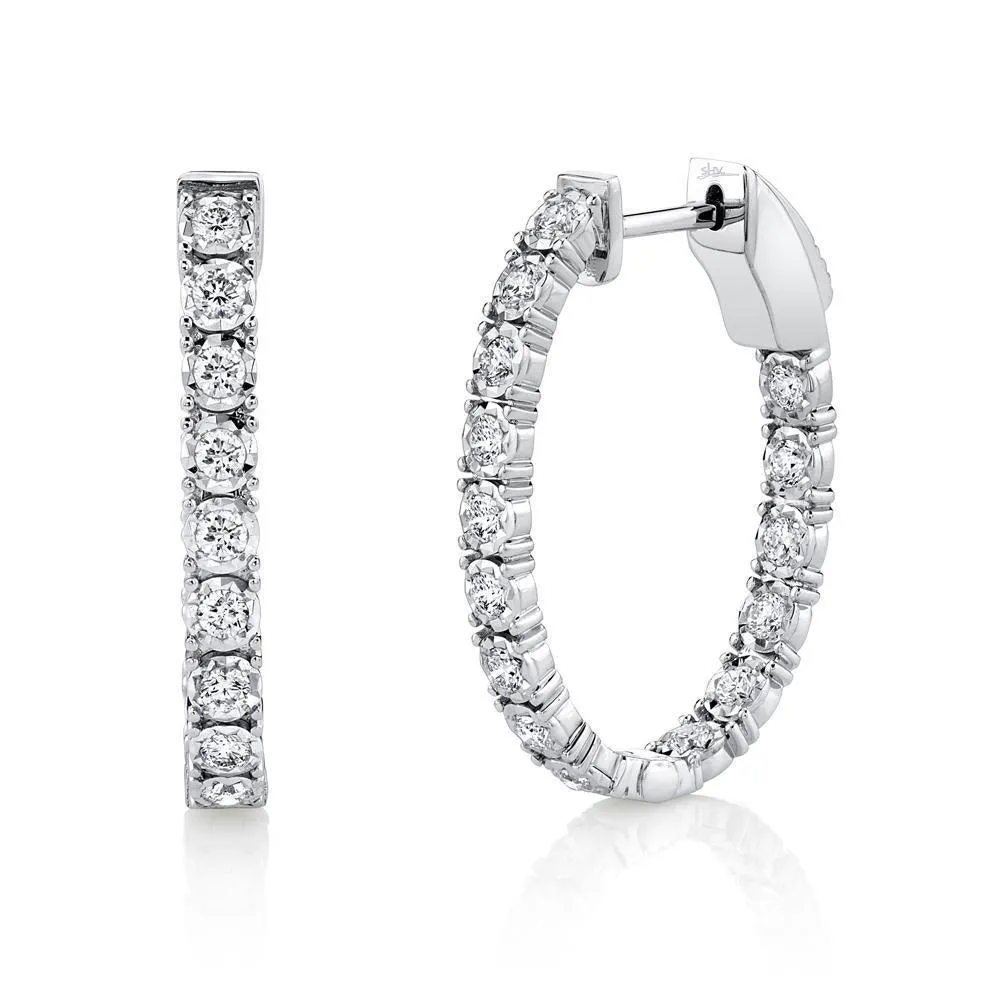 0.90ctw Diamond Oval Hoop Earring