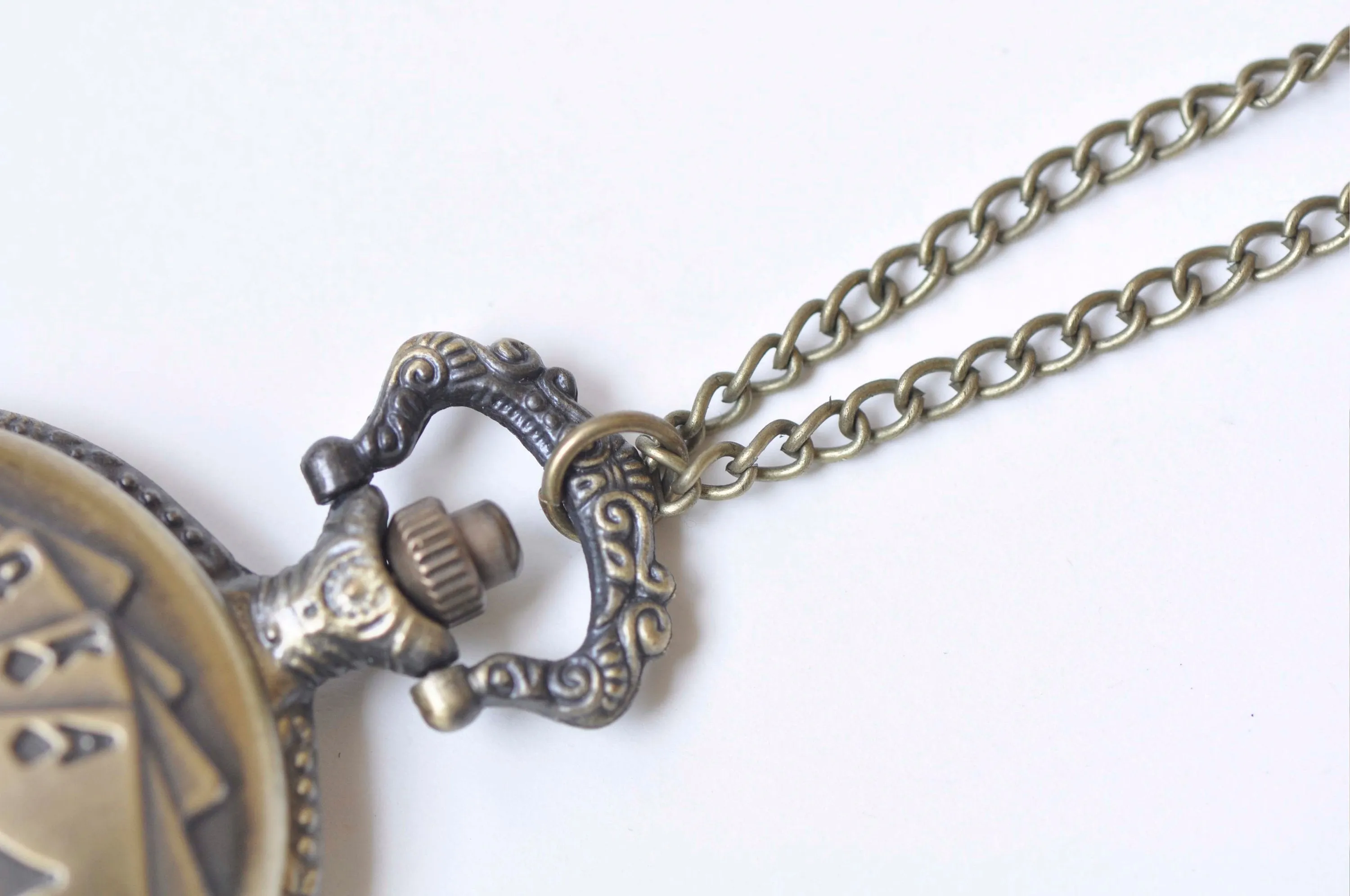 1 PC Antique Bronze Large Poker Pocket Watch Necklace A1328