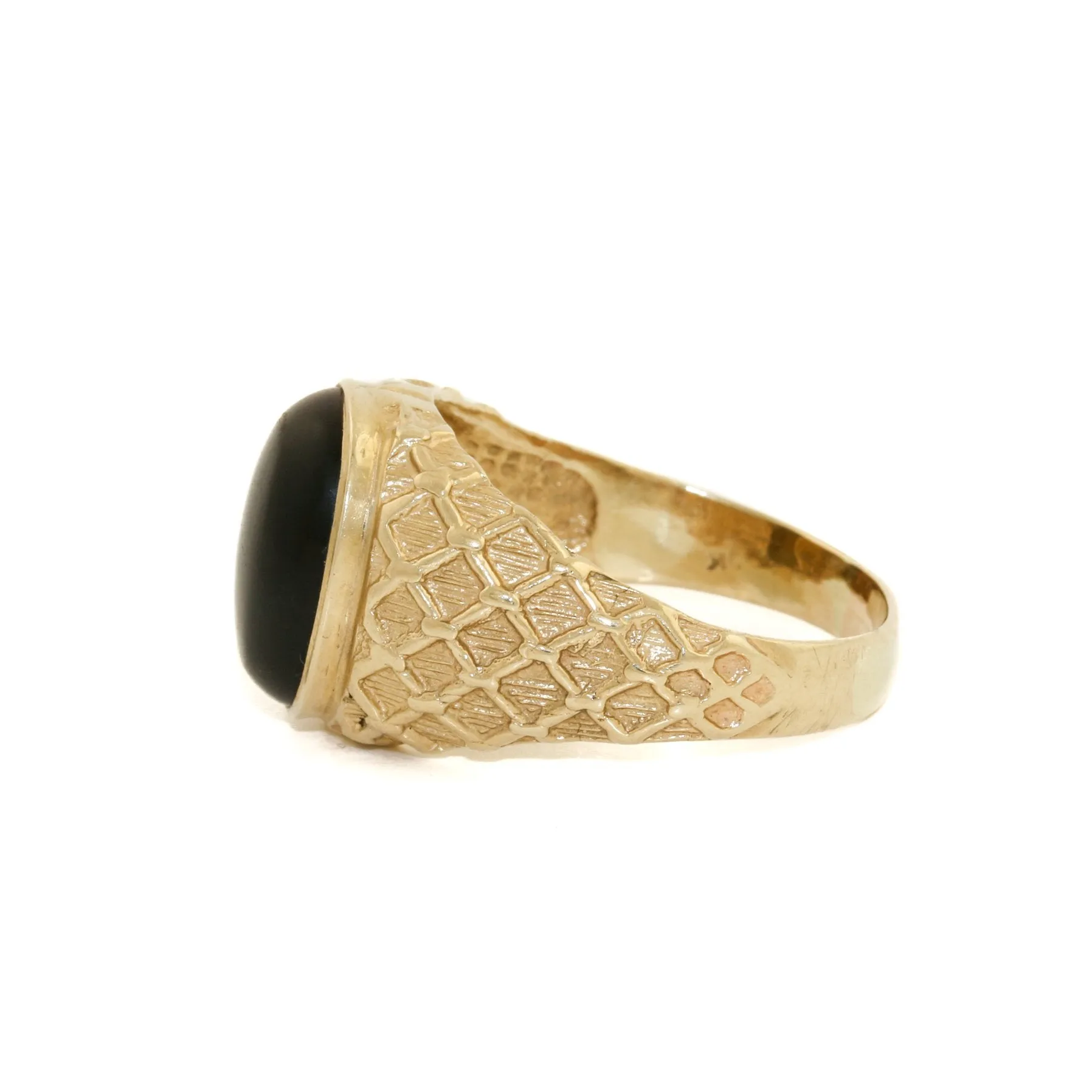 10 KT Gold x Tiger's Eye Grid Signet