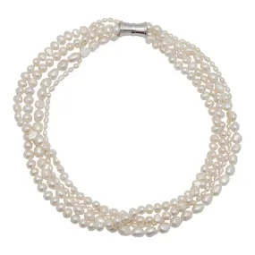 104-01 | WHITE 4-STRAND BAROQUE MIX PEARL NECKLACE