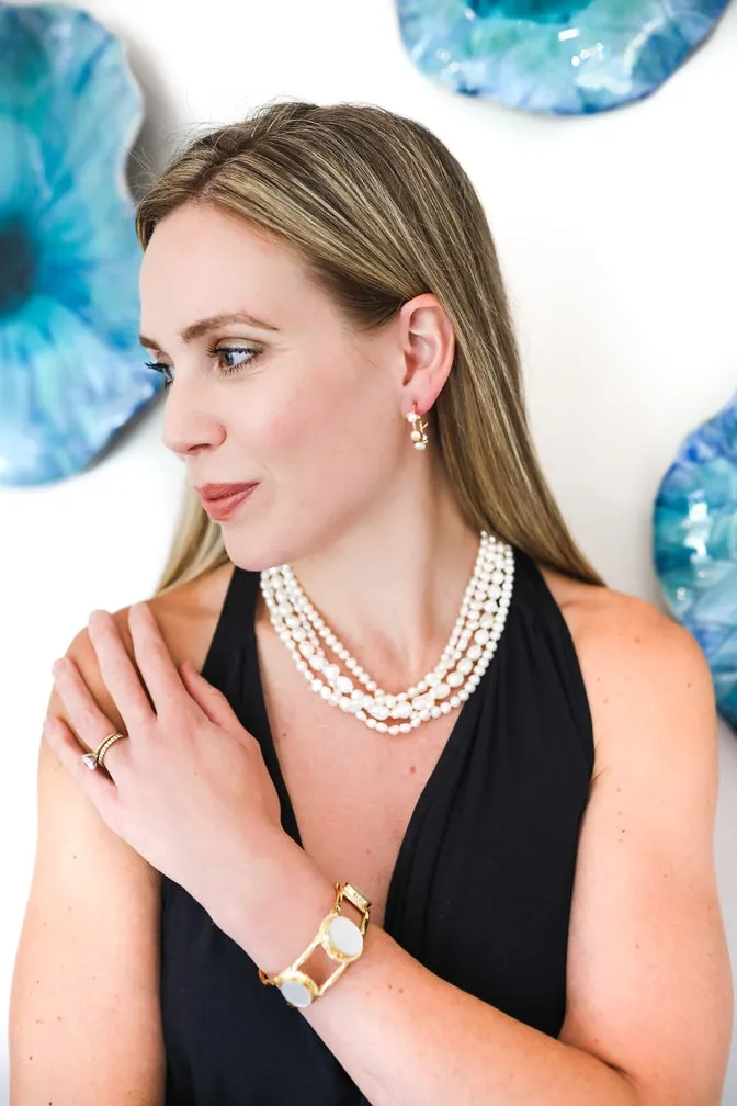 104-01 | WHITE 4-STRAND BAROQUE MIX PEARL NECKLACE