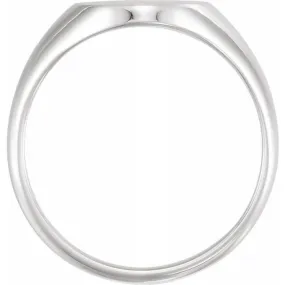 10K White 10x8 mm Oval Signet Ring