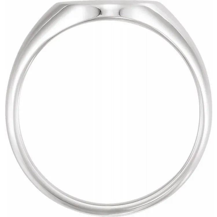 10K White 10x8 mm Oval Signet Ring