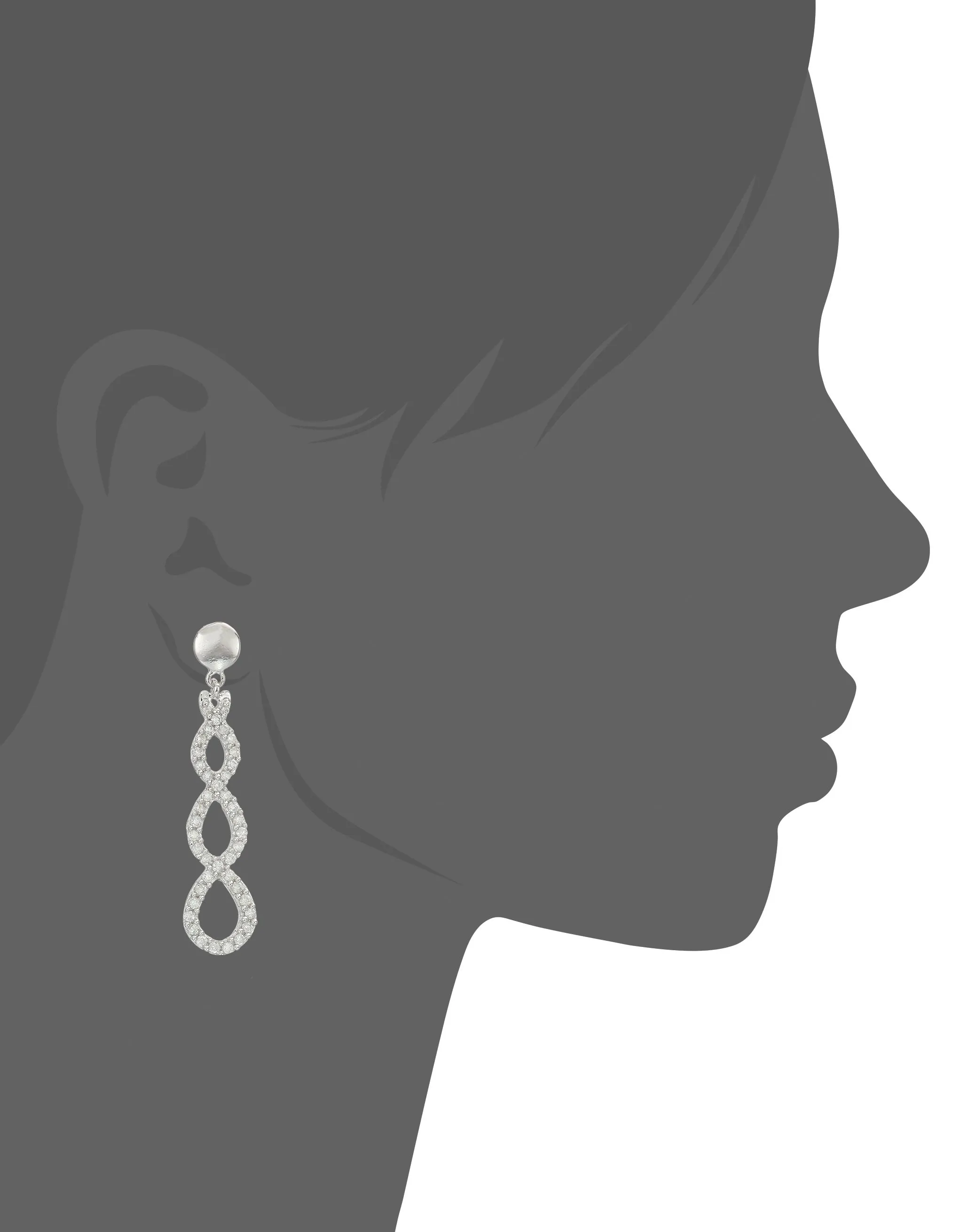 1/2 cttw Diamond Infinity Earrings Dangle Drop 10K White Gold 1.20 Inch