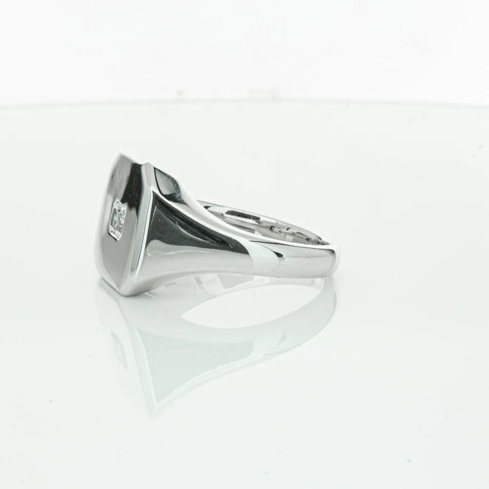 14ct White Gold .30ct Diamond Mens Signet Ring