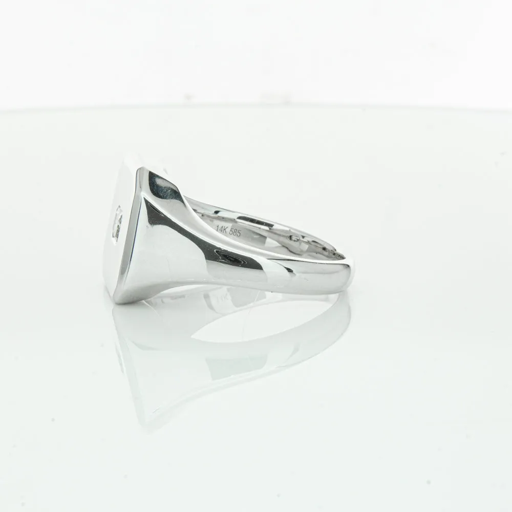14ct White Gold .30ct Diamond Mens Signet Ring