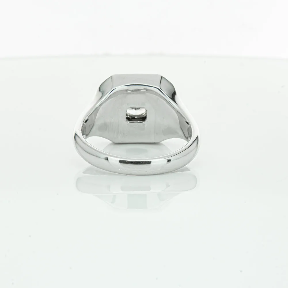 14ct White Gold .30ct Diamond Mens Signet Ring