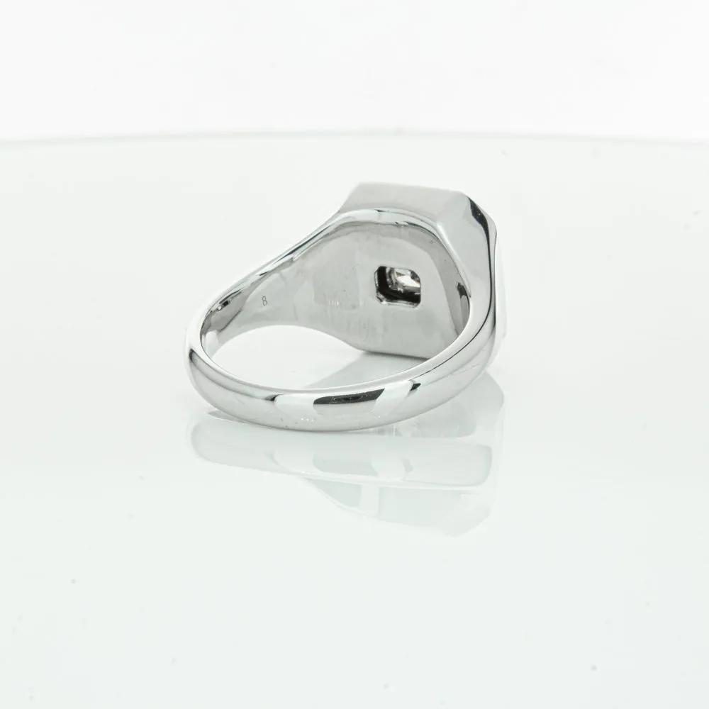 14ct White Gold .30ct Diamond Mens Signet Ring