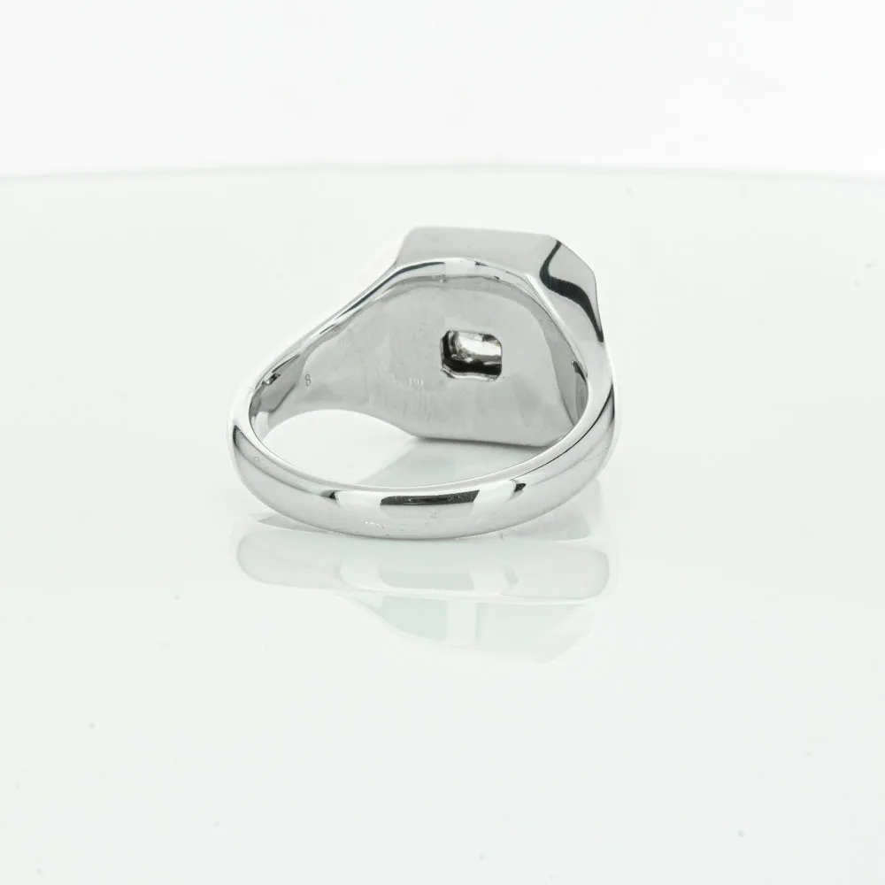 14ct White Gold .30ct Diamond Mens Signet Ring