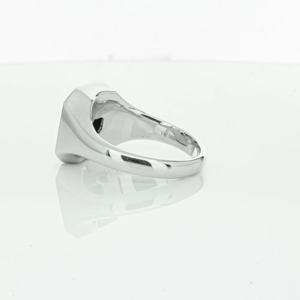 14ct White Gold .30ct Diamond Mens Signet Ring