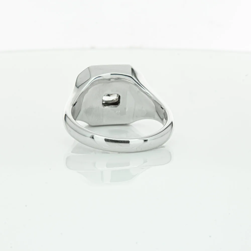 14ct White Gold .30ct Diamond Mens Signet Ring