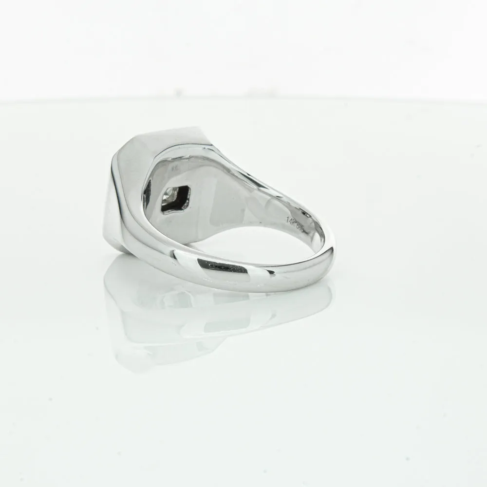 14ct White Gold .30ct Diamond Mens Signet Ring