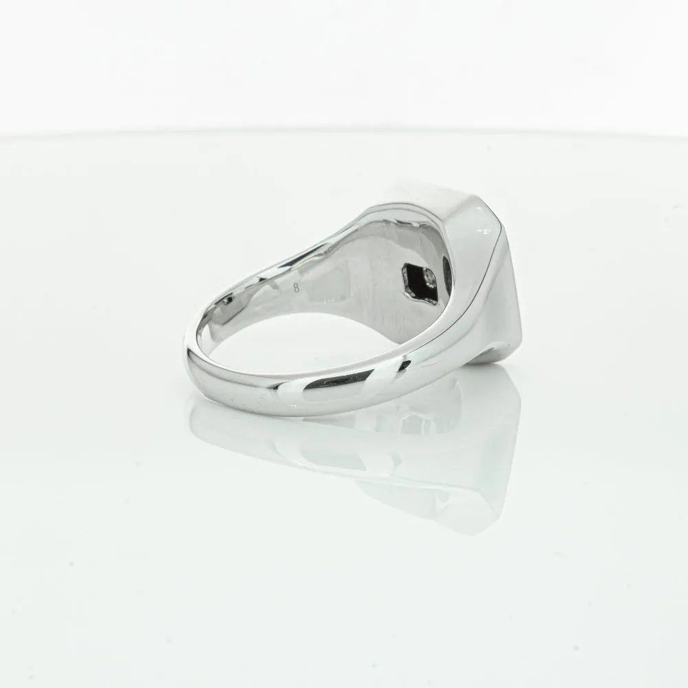 14ct White Gold .30ct Diamond Mens Signet Ring