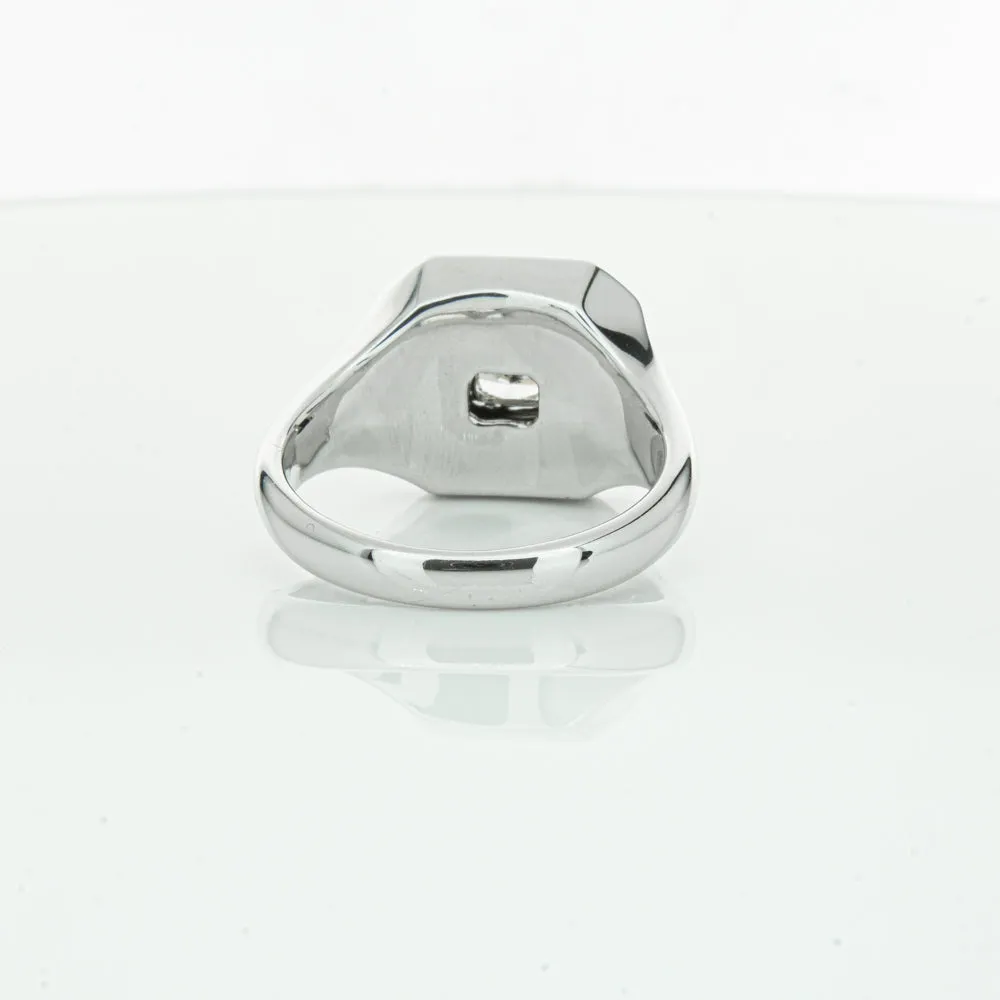 14ct White Gold .30ct Diamond Mens Signet Ring