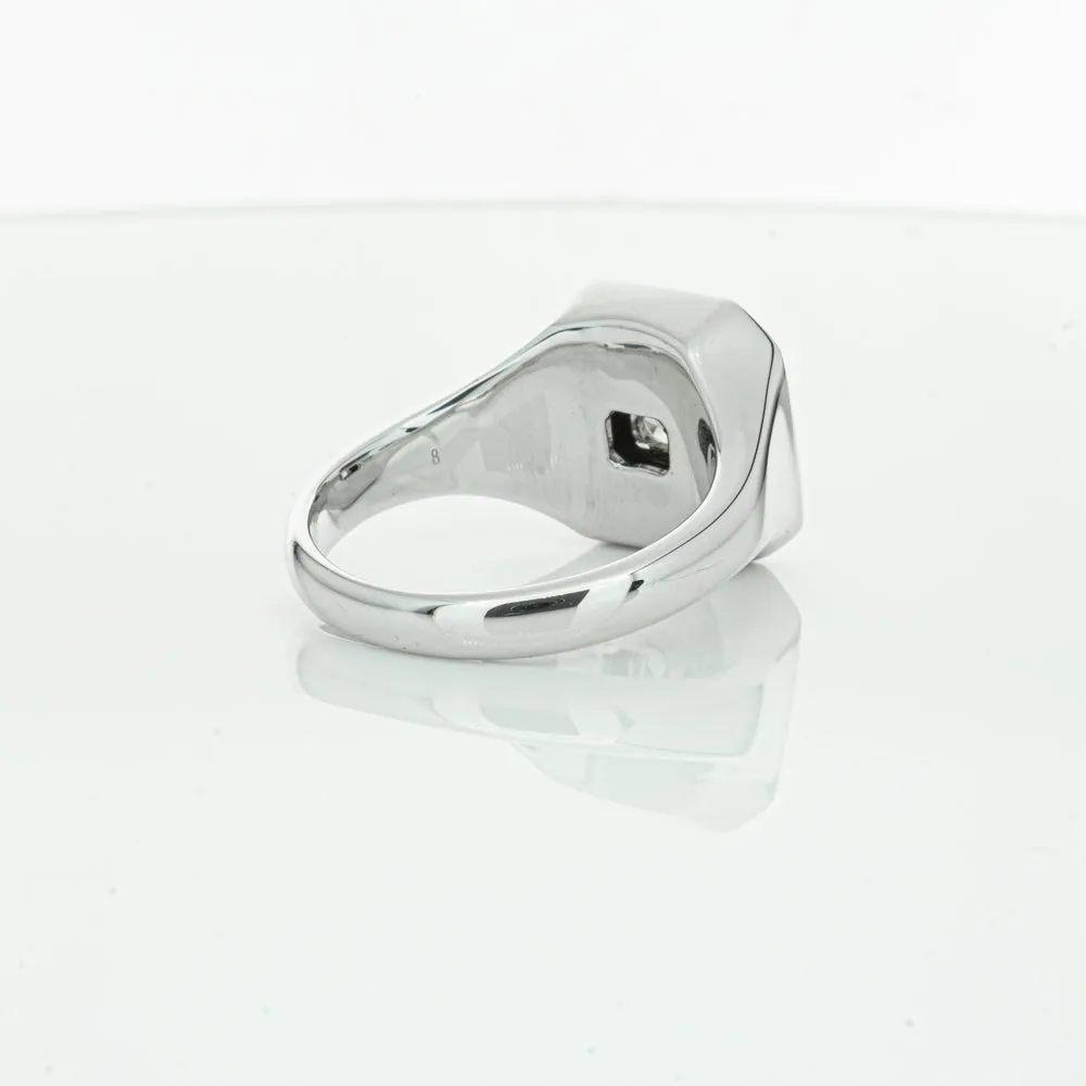 14ct White Gold .30ct Diamond Mens Signet Ring