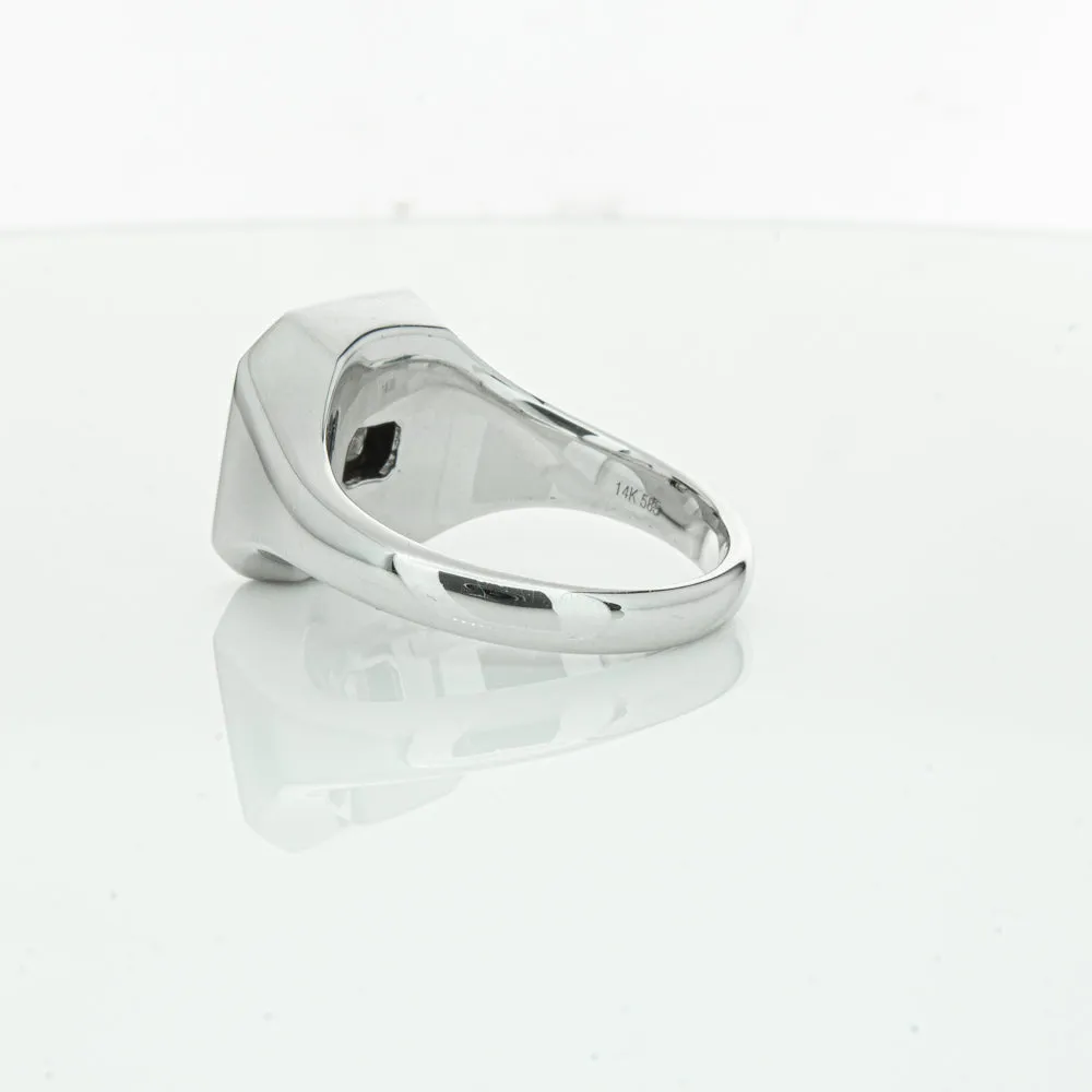 14ct White Gold .30ct Diamond Mens Signet Ring