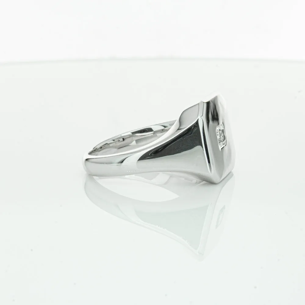 14ct White Gold .30ct Diamond Mens Signet Ring