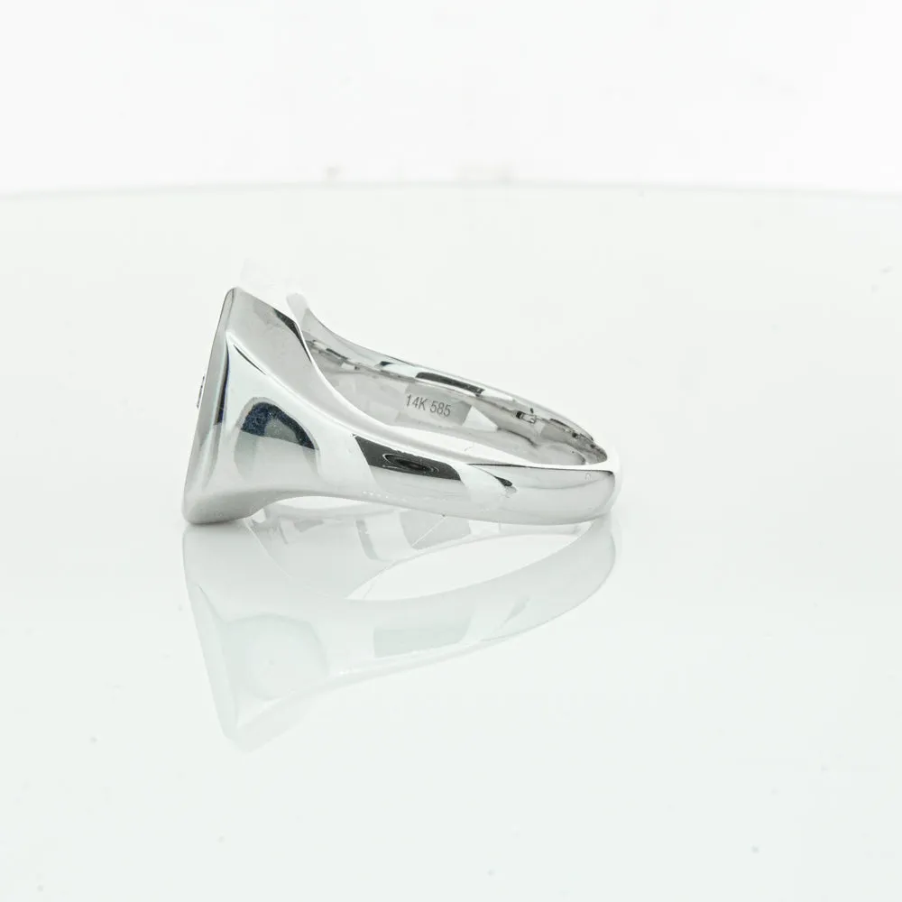 14ct White Gold .30ct Diamond Mens Signet Ring
