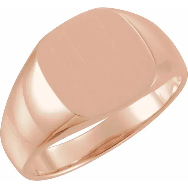 14k Gold 12 x 12 mm Open Back Square Signet Ring