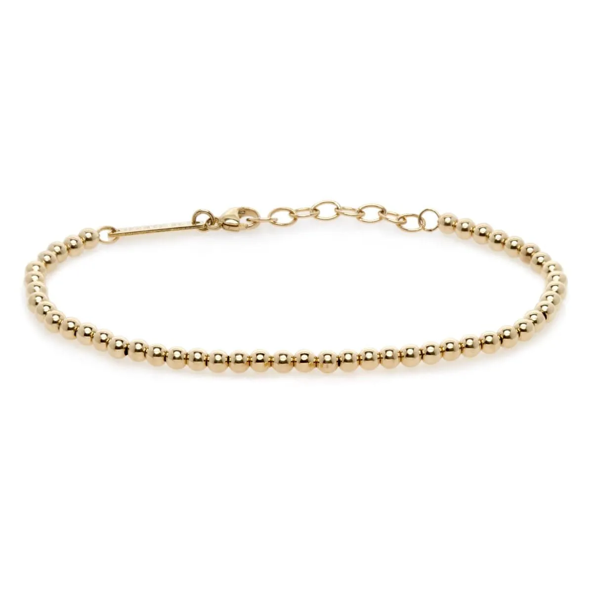 14k Gold 3mm Gold Beads Bracelet