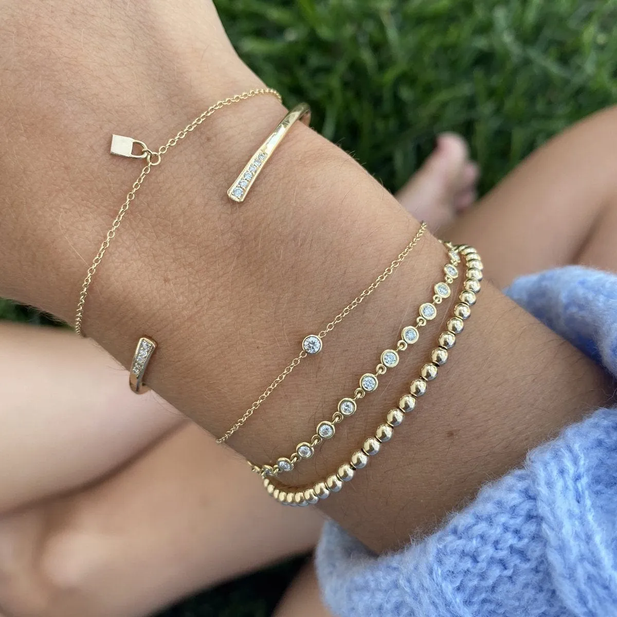 14k Gold 3mm Gold Beads Bracelet