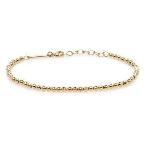 14k Gold 3mm Gold Beads Bracelet