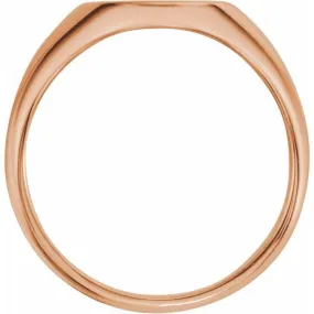 14K Rose 12x10 mm Oval Signet Ring
