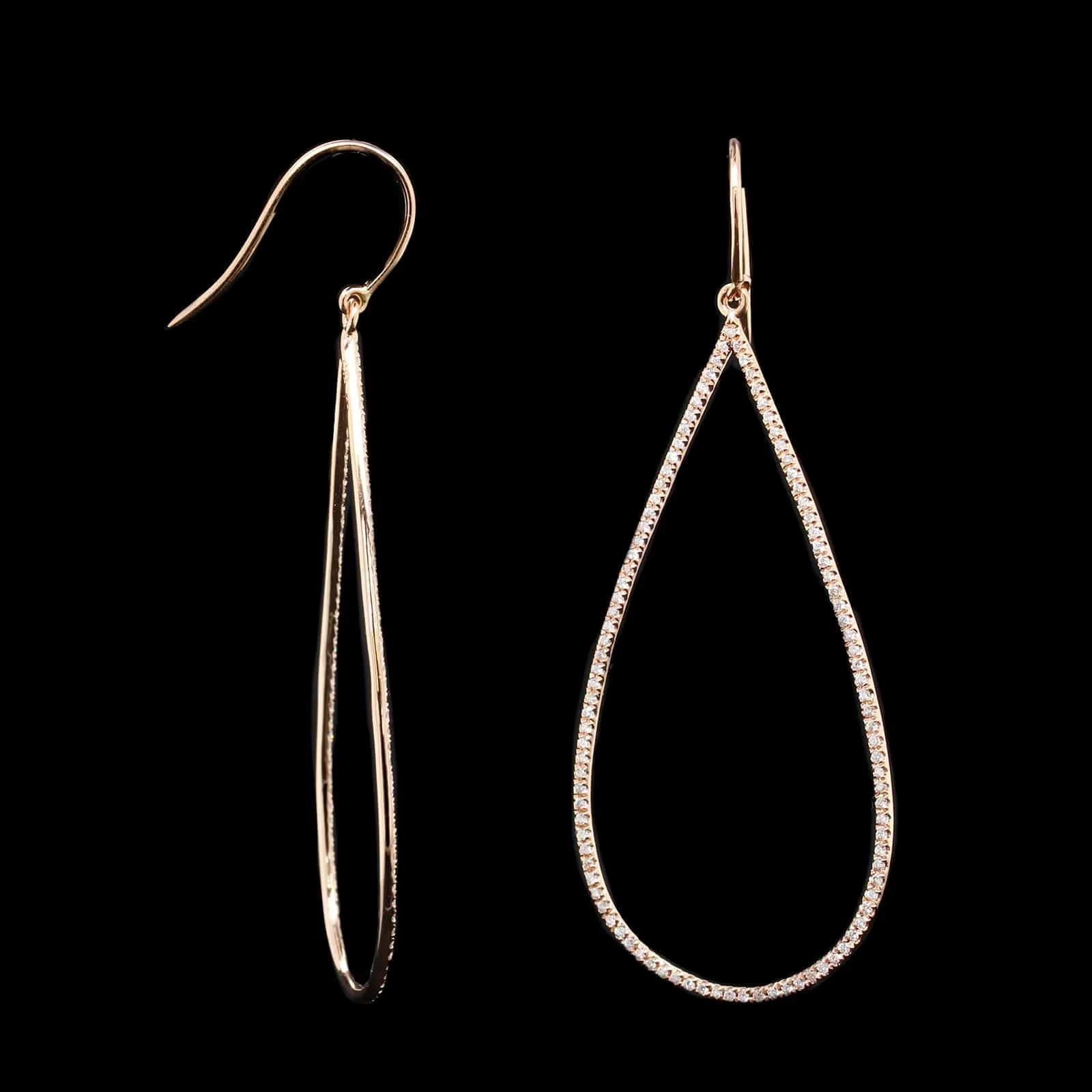 14K Rose Gold Estate Diamond Earrings