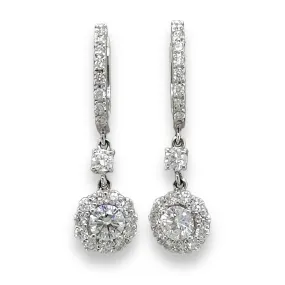 14K W Gold 1.60cttw F/SI1 Diamond Drop Earrings