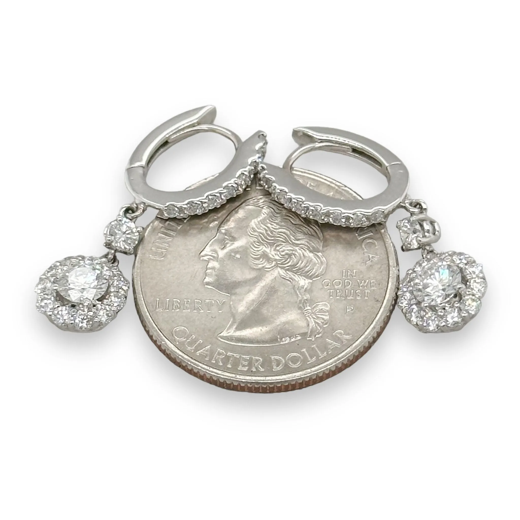 14K W Gold 1.60cttw F/SI1 Diamond Drop Earrings