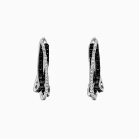 14K White Gold Black and White Diamond Earrings, 0.79 TCW