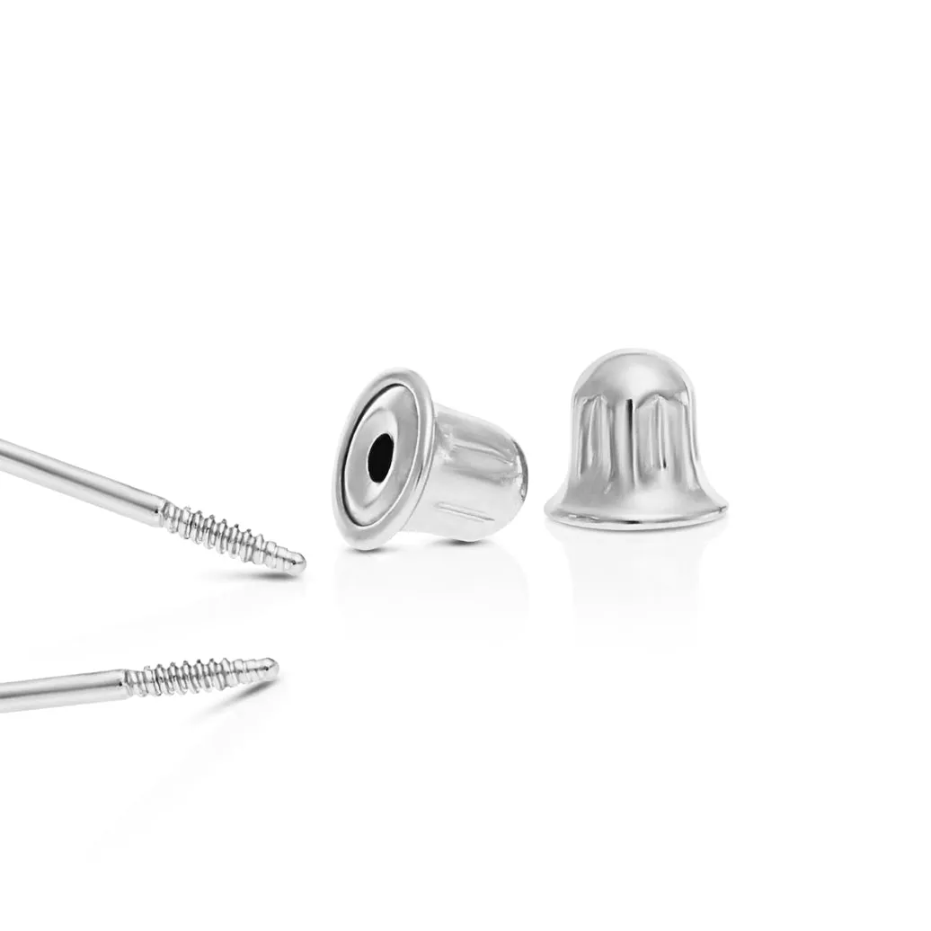14k White Gold Classic Solitaire Stud Earrings, Screwback, #42677