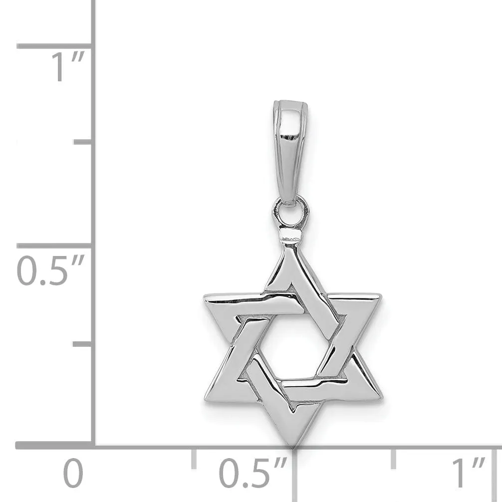 14K White Gold Polished Finish Flat Back Solid Star of David Pendant