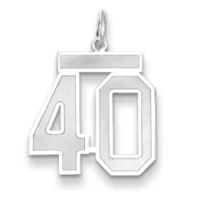 14k White Gold Satin Brush Finish Medium Size Number 40 Charm Pendant