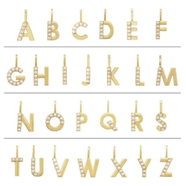 14K Yellow Gold Cultured White Pearl Initial T Charm/Pendant