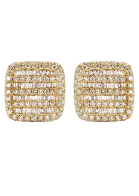 14K Yellow Gold Diamond Baguette Earrings For Men | 1.32 Carats | 3.24 Grams