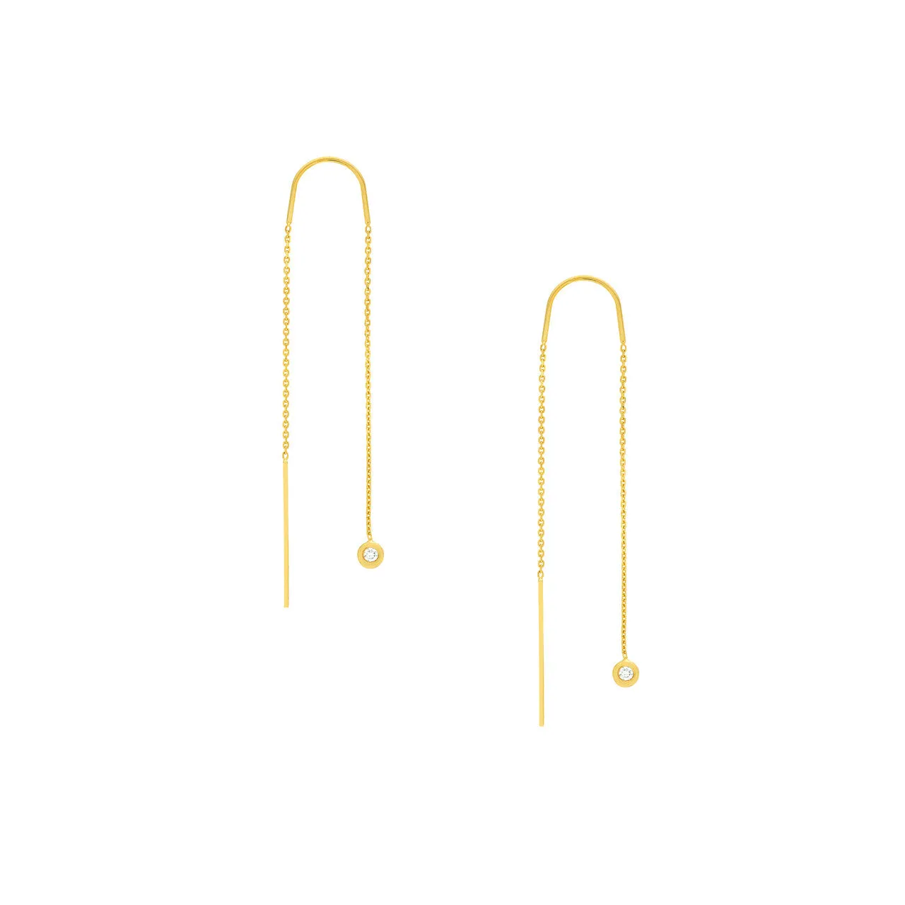 14k yellow gold diamond threaded earrings