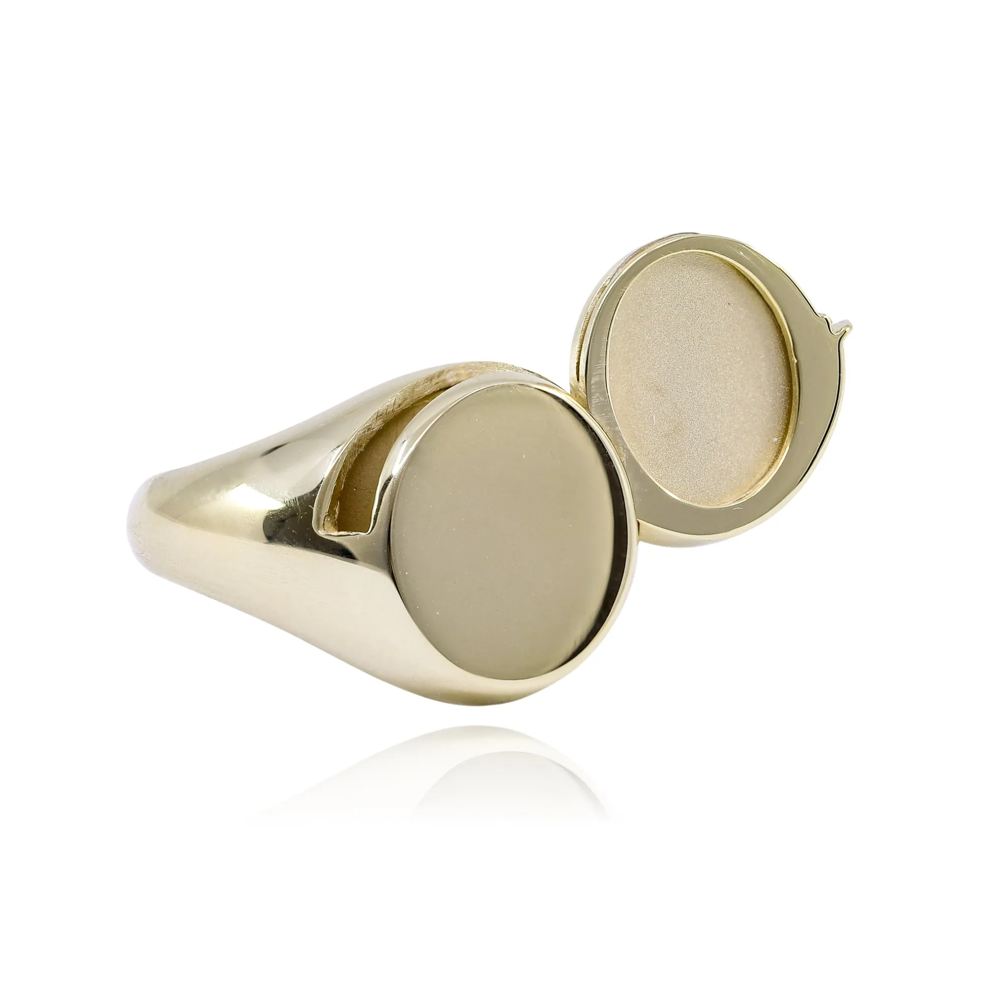 14K YELLOW GOLD SIGNET LOCKET RING