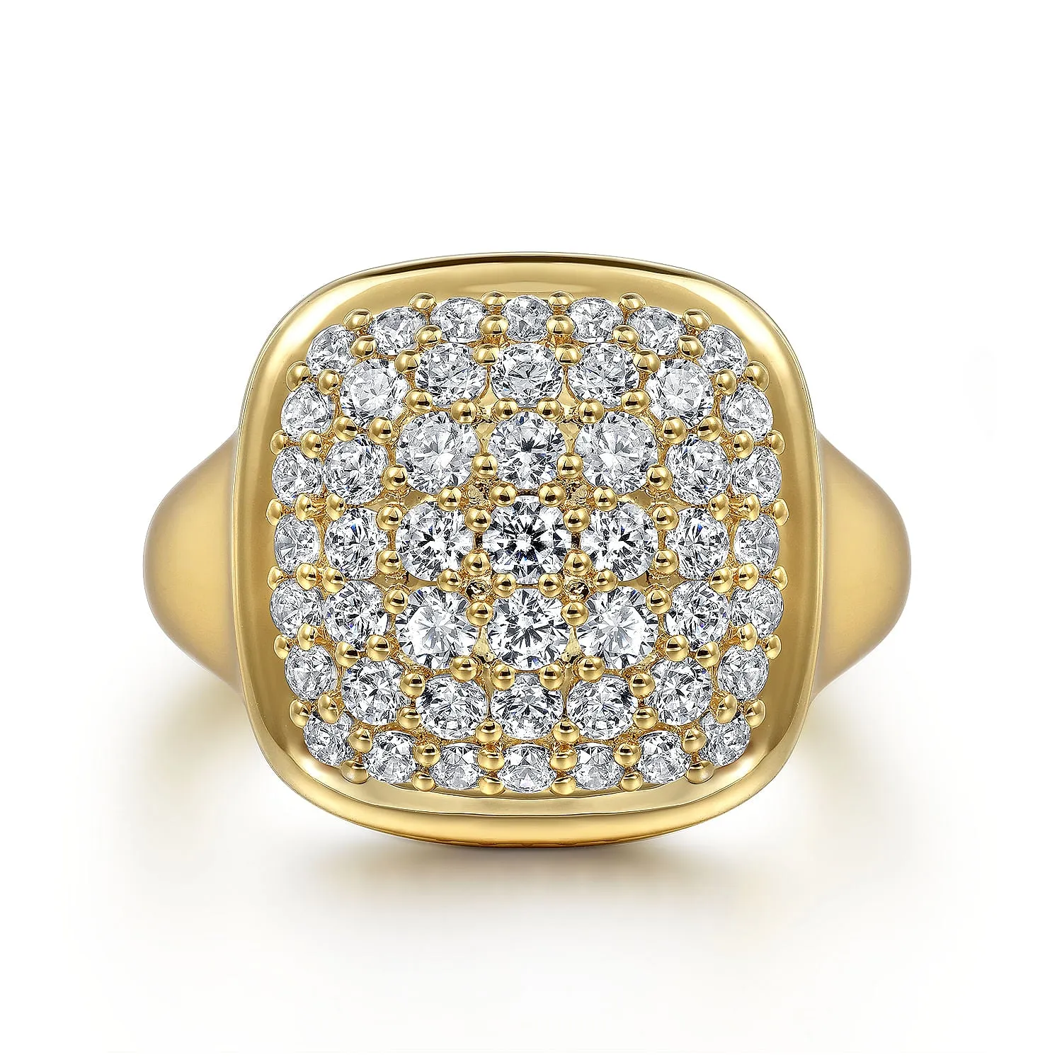 14K Yellow Signet Natural Diamond Ring Size 6.5