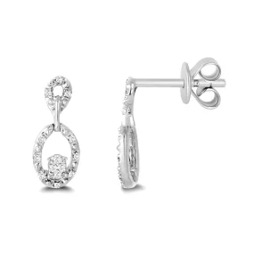 14KW 28D0.10CT,OVEL DOUBLE DANGLE DIAMOND ER (118E414308W14DI1)