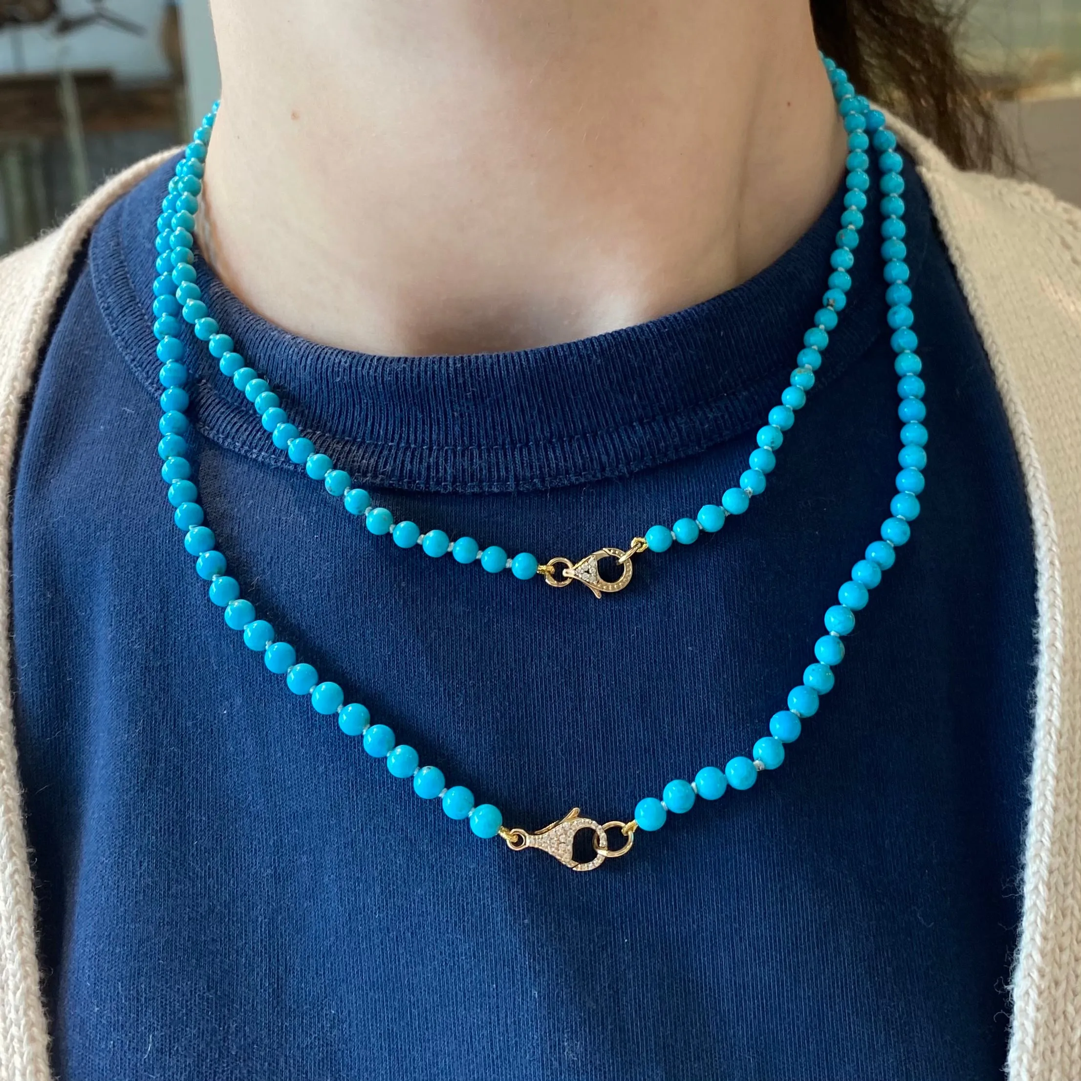 15" Turquoise Necklace with Diamond Clasp