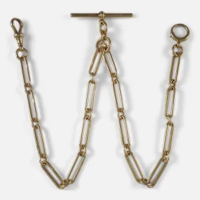 18ct Gold Trombone Link Albert Watch Chain