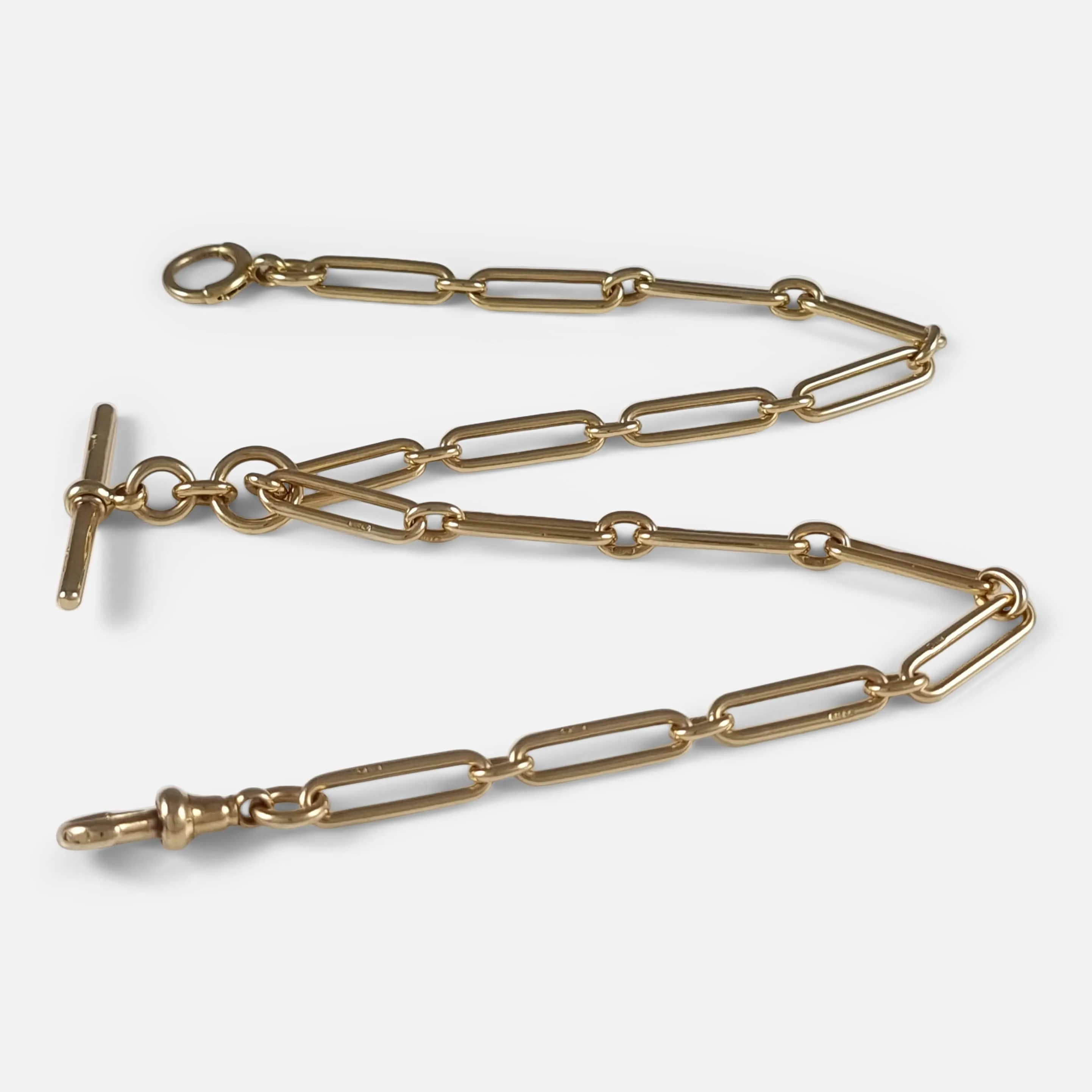 18ct Gold Trombone Link Albert Watch Chain