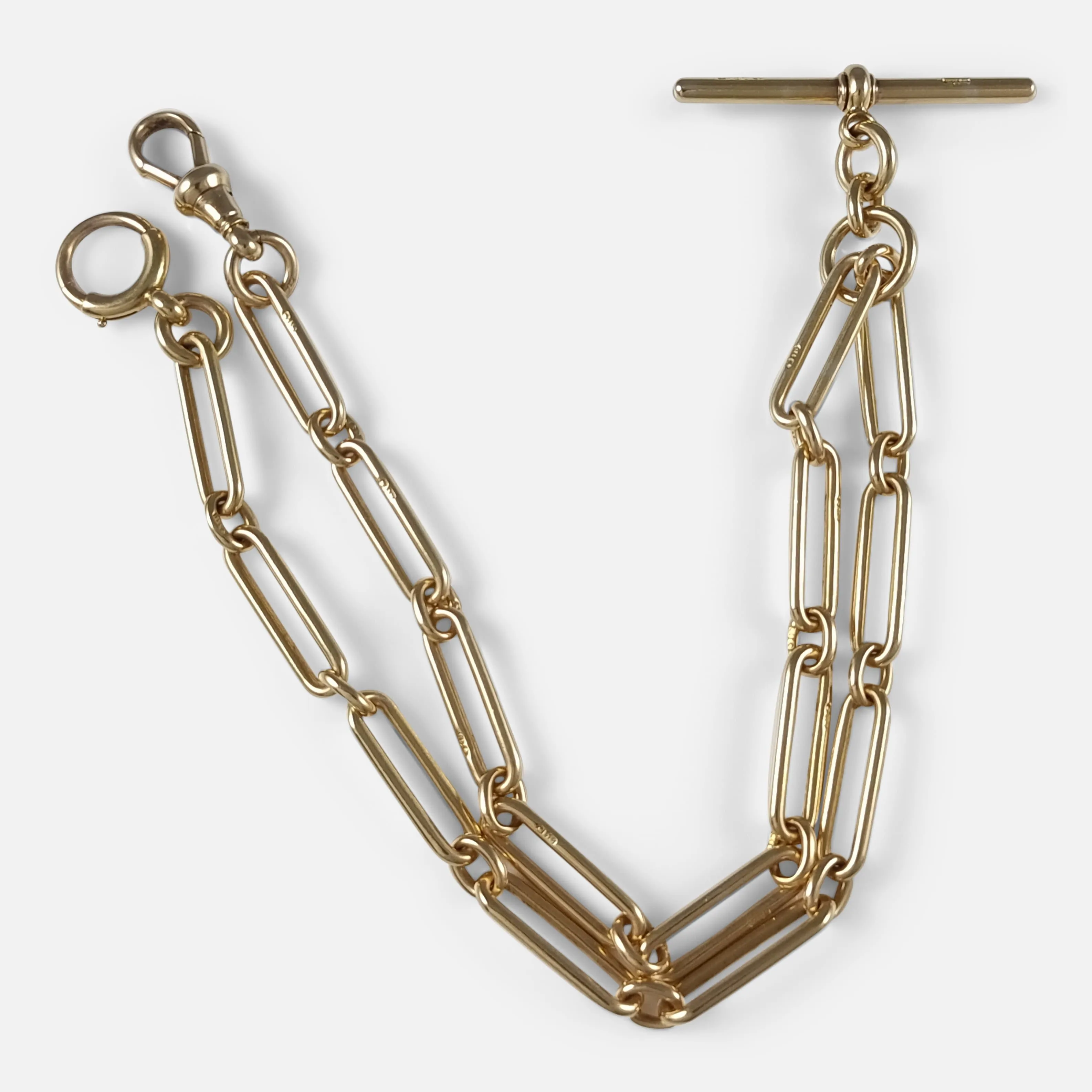 18ct Gold Trombone Link Albert Watch Chain