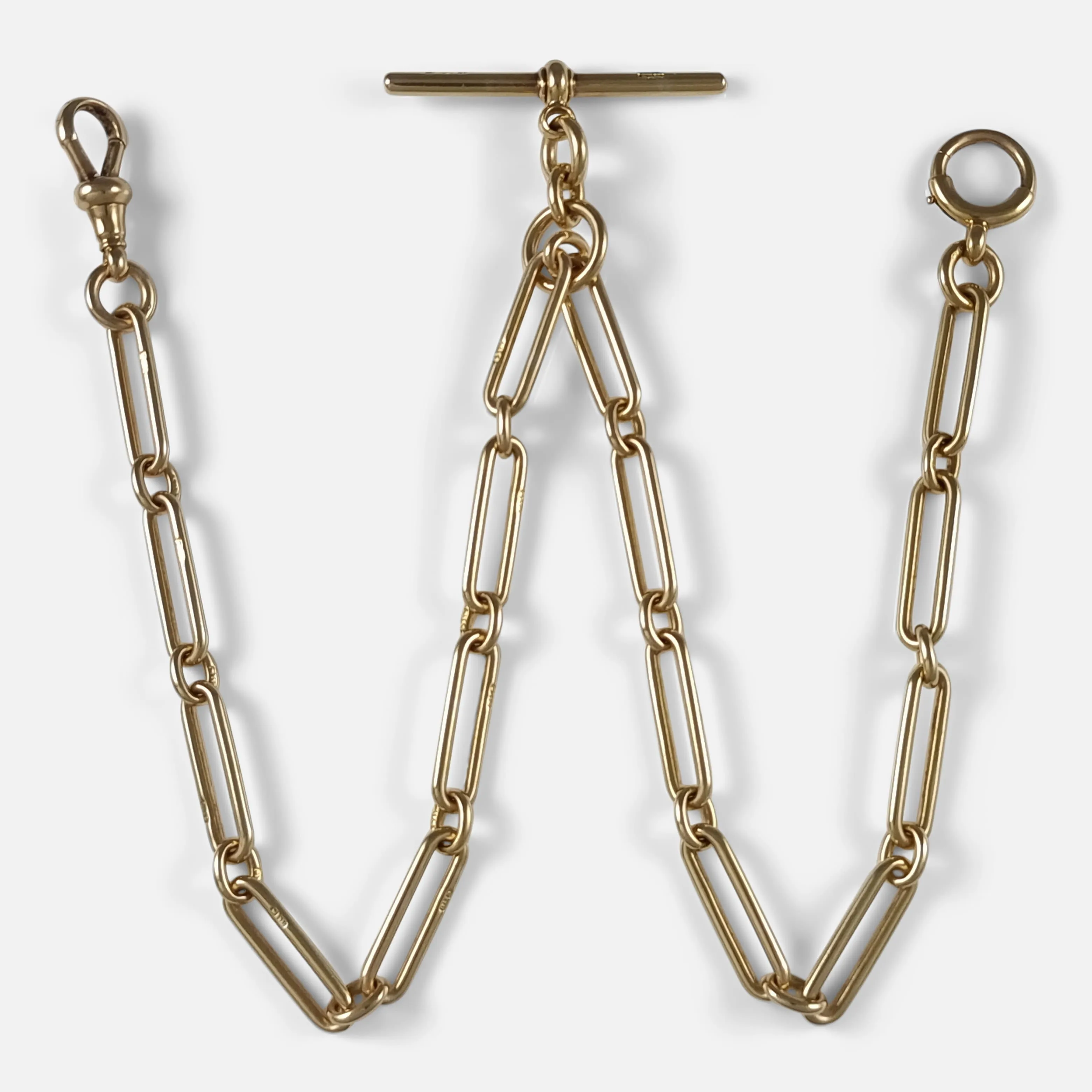 18ct Gold Trombone Link Albert Watch Chain