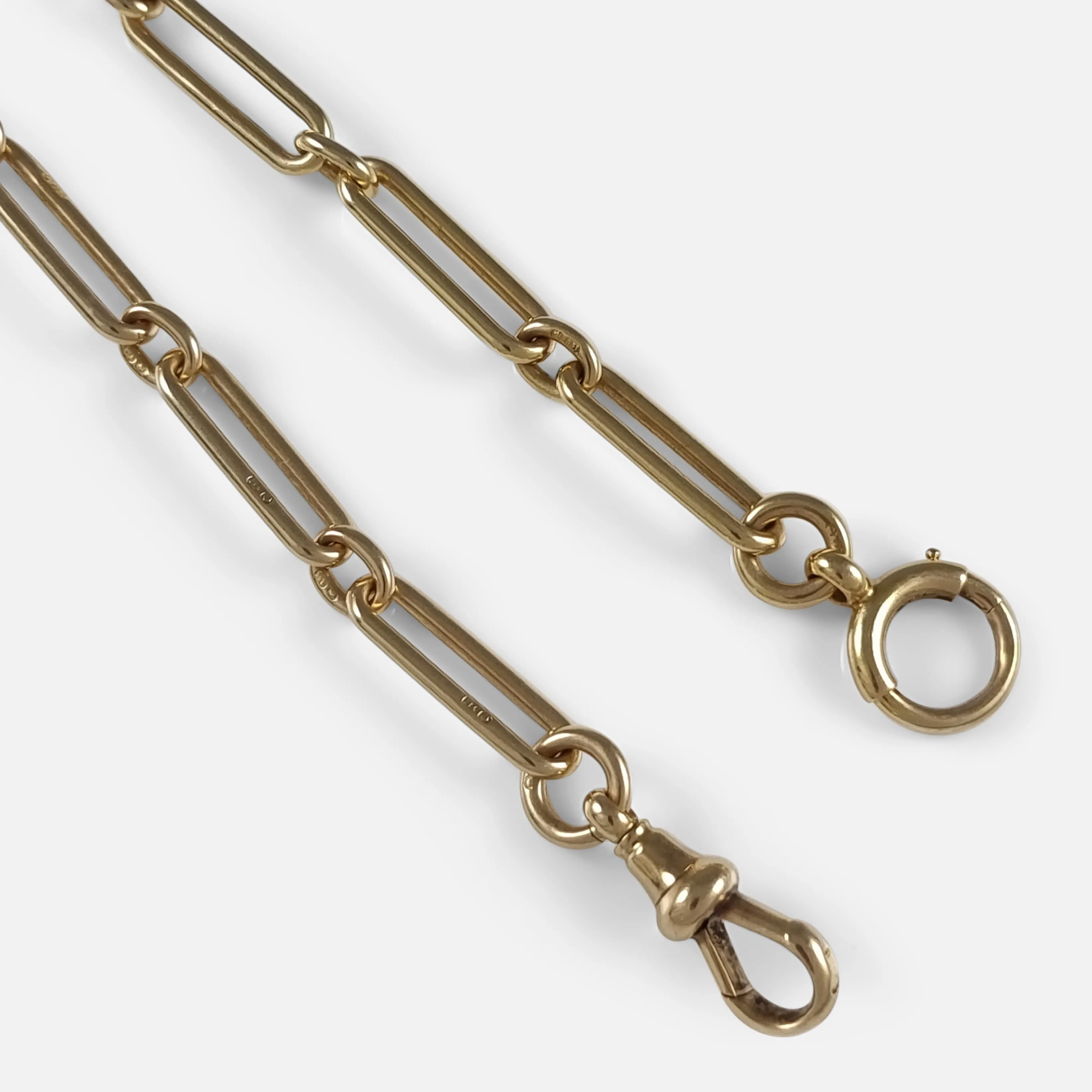 18ct Gold Trombone Link Albert Watch Chain
