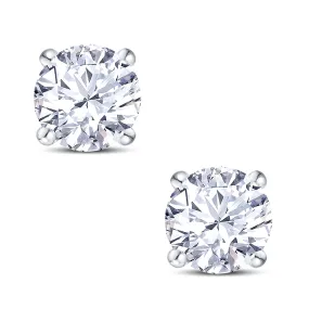 18ct White Gold Round Brilliant Cut Diamond Four Claw Basket Stud Earrings
