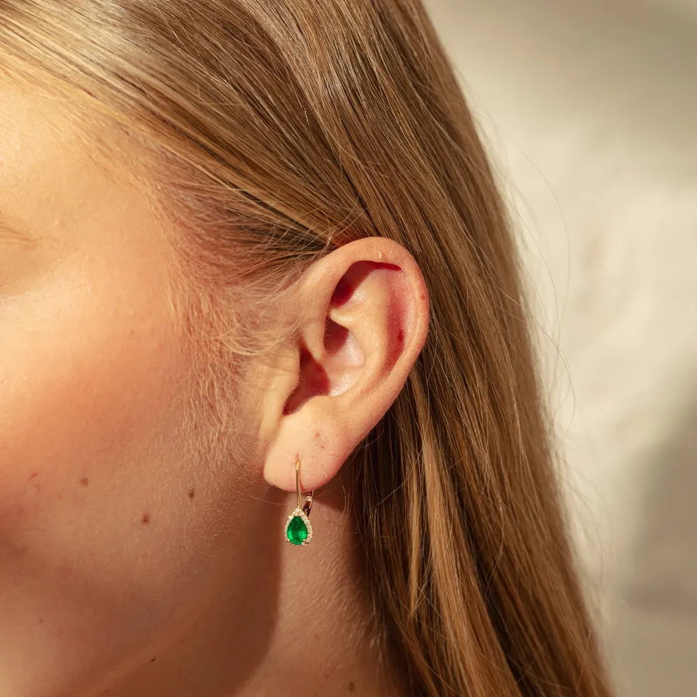 18ct Yellow Gold 1.32ct Emerald & Diamond Mini Sierra Earrings