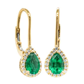 18ct Yellow Gold 1.32ct Emerald & Diamond Mini Sierra Earrings