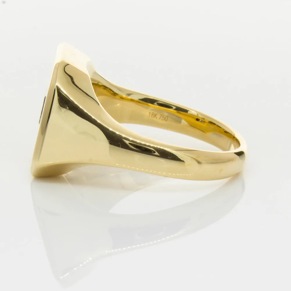 18ct Yellow Gold Diamond Mens Signet Ring